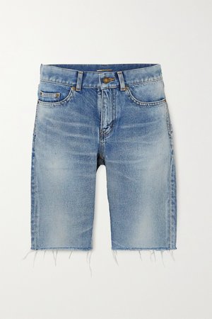 Blue Distressed denim shorts | SAINT LAURENT | NET-A-PORTER