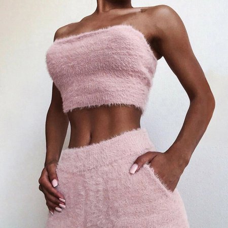 Sexy Womens Bodycon 2 Pieces Set Fluffy Strapless Tube Tops Shorts Suit Autumn Winter Clothes Women Club Party Outfits|Pant Suits| - AliExpress