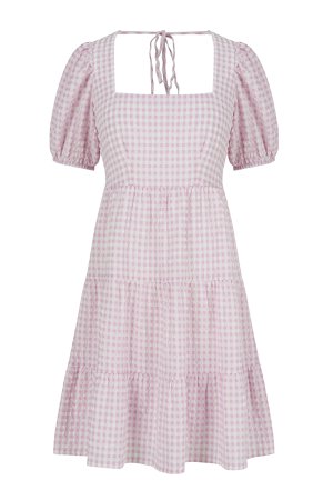 Pink and white gingham backless midi dress - Hip + Happen