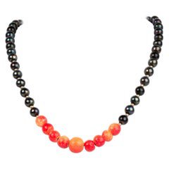 Coppola e Toppo Orange Multistrand Crystal Waterfall Necklace, 1970s For Sale at 1stdibs