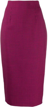 houndstooth-print fitted pencil skirt