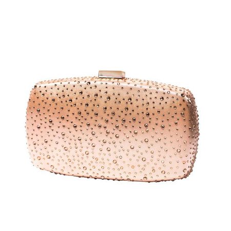 Nissa - Nude Clutch with Transparent Crystals