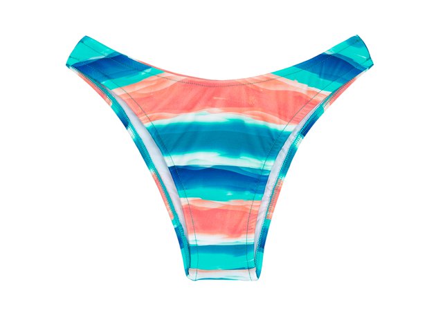 Rio de Sol | Blue And Coral High-leg Bikini Bottom - Bottom Upbeat Reto