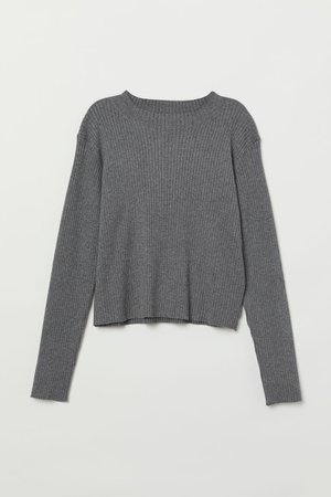 Rib-knit Sweater - Dark gray melange - Ladies | H&M US