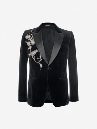 Men's Crystal Embroidered Velvet Jacket | Alexander McQueen