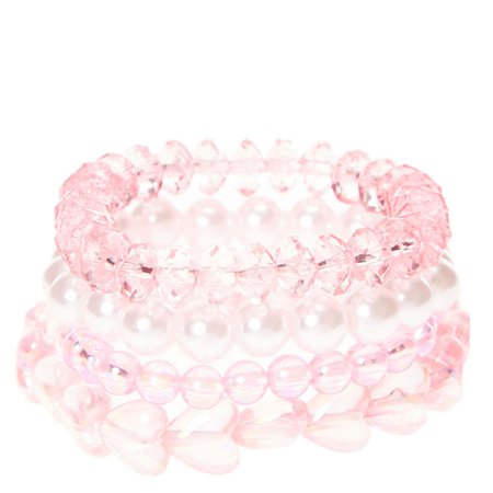 Claire's Club 4 Pack Pink Beaded Stretch Bracelets | Claire's US