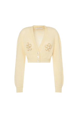 Alessandra Rich Embellished Cropped Mohair Cardigan