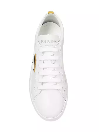 Shop Prada Leather Low-Top Sneakers | Saks Fifth Avenue