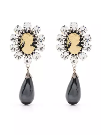 Alessandra Rich pearl-embellished clip-on Cameo Earrings - Farfetch