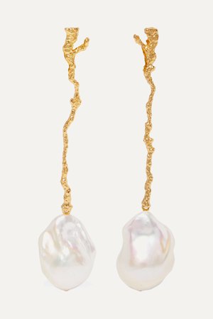Gold Maie gold-plated pearl earrings | Pacharee | NET-A-PORTER