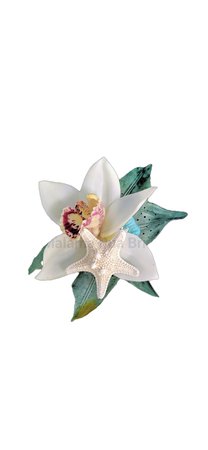 Calla | Beach Wedding Hair Clip With Orchid And Starfish