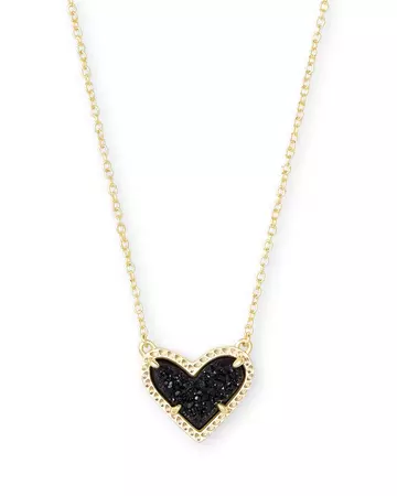 Ari Heart Gold Pendant Necklace in Black Drusy | Kendra Scott