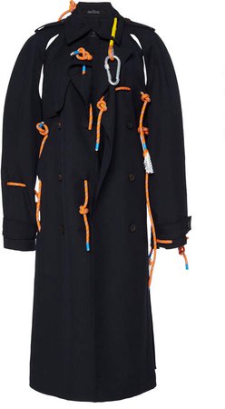 Rokh Embellished Cady Trench Coat Size: M