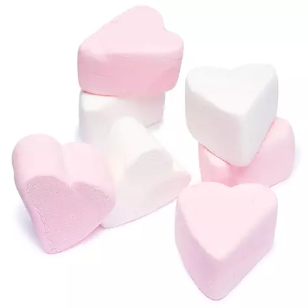 Giant Pink & White Marshmallow Hearts: 30-Piece Bag | Candy Warehouse