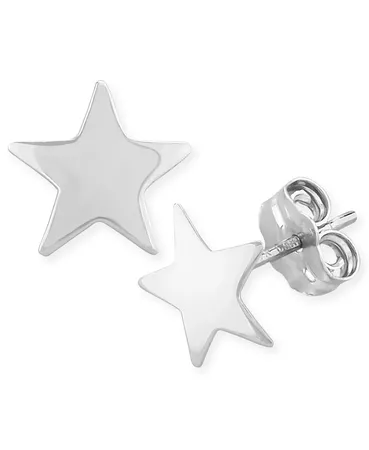 Macy's Flat Star Stud Earrings Set in 14k White Gold