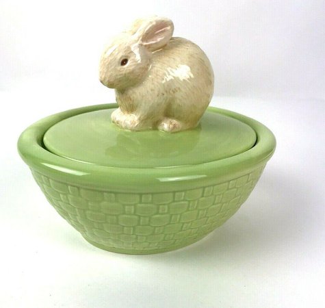 HMK Rabbit Candy Dish Trinket Box Ceramic Hallmark Easter Kitsch Lidded | eBay