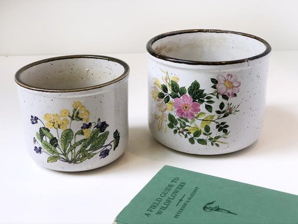 Vintage Takahashi Stoneware Speckled Flower Pots Made in Japan | Etsy