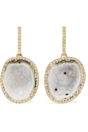 Kimberly McDonald | 18-karat green gold, geode and diamond earrings | NET-A-PORTER.COM