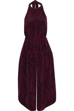 Plum Cropped printed silk halterneck jumpsuit | Sale up to 70% off | THE OUTNET | TIBI | THE OUTNET