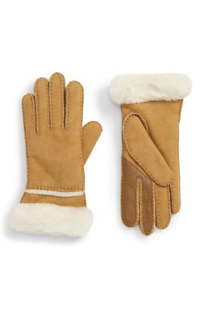 UGG® Seamed Touchscreen Compatible Gloves with Genuine Shearling Trim | Nordstrom