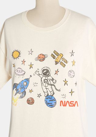 Goodie Two Sleeves Sketching About Space Graphic Tee in Off-White | ModCloth