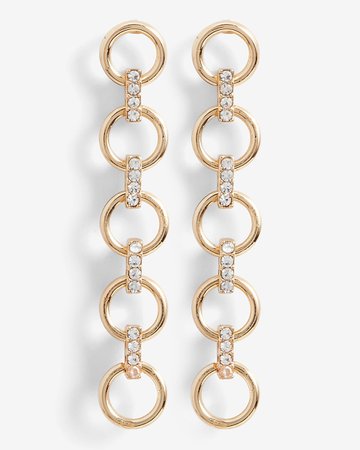 Gold Rhinestone Circle Chain Drop Earrings | Express