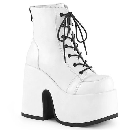 white combat boots ankle heels