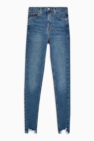 TALL Mid Blue Jagged Hem Jamie Jeans | Topshop