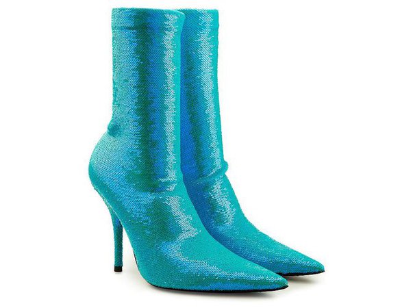 Balenciaga Balenciaga sequin boots Boots Cloth Blue ref.140382 - Joli Closet