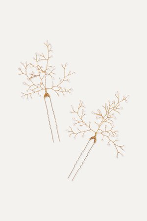 Gold Baby's Breath set of two gold-tone pearl hair pins | 14 / Quatorze | NET-A-PORTER