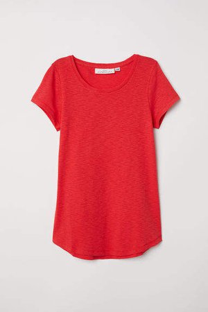 Short-sleeved Jersey Top - Red