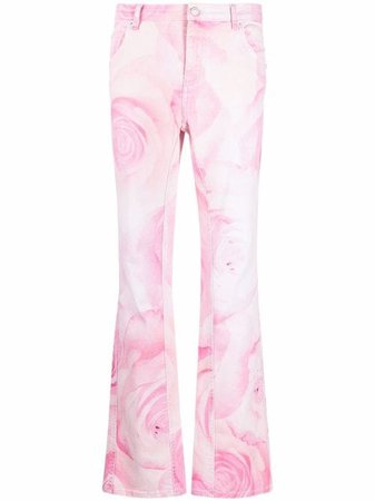 Blumarine rose-print slim-cut Trousers - Farfetch