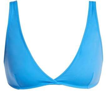 The Beverly Deep V Neckline Bikini Top - Womens - Blue