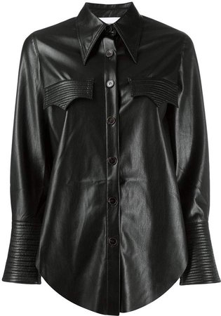 faux-leather shirt