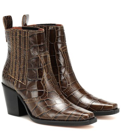 Callie croc-embossed ankle boots