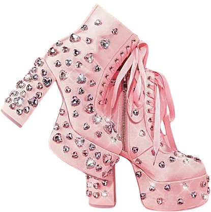 Sugar Thrillz Pink Heart Boots