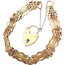 Antique 9K Rose Gold Gate Bracelet with Heart Padlock : Corvidae Antique | Ruby Lane