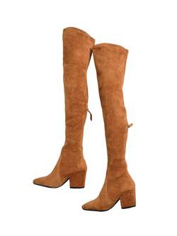 'Marlo' Tan Over The Knee Suede Leather Boots - Goodnight Macaroon