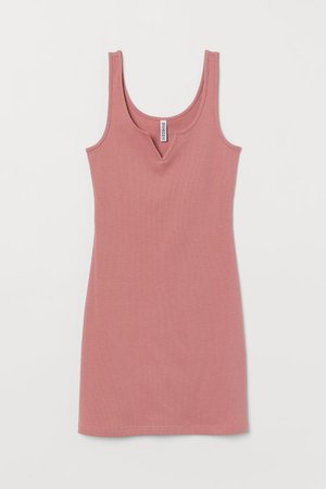 Ribbed Jersey Dress - Dusty rose - Ladies | H&M US