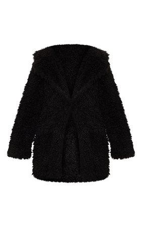 Black Teddy Faux Fur Coat | Coats & Jackets | PrettyLittleThing USA