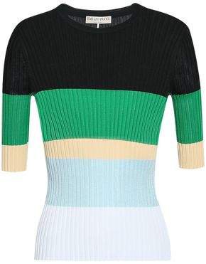 Color-block Ribbed-knit Top