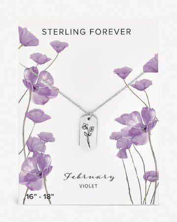 Sterling Forever February 'Violet' Birth Flower Necklace