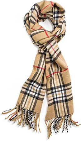 Veronz Soft Classic Cashmere Feel Winter Scarf, Camel Plaid at Amazon Women’s Clothing store