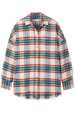 IRO | Darkina oversized frayed checked cotton-flannel shirt | NET-A-PORTER.COM