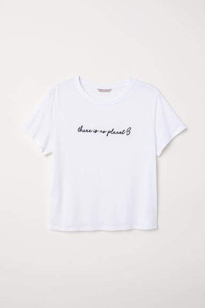 H&M+ T-shirt with Motif - White