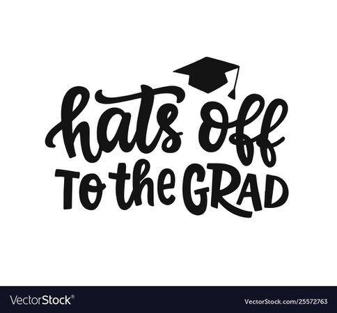 Hats off to grad graduation label banner Vector Image