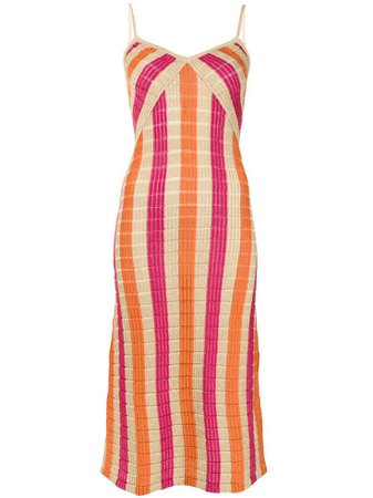 Suboo striped knit slip dress - ORANGE