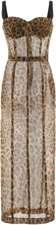 Dolce & Gabbana Sheer Bustier Leopard Print Tulle Dress Size: 38