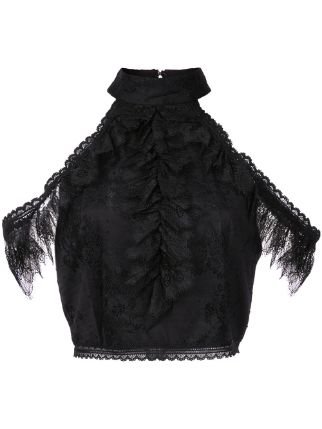 Alice+Olivia Regina cold-shoulder lace cropped top $132 - Shop AW18 Online - Fast Delivery, Price