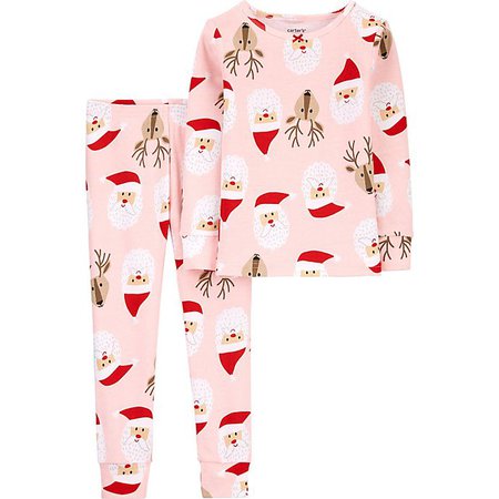carter's® 2-Piece Reindeer Christmas Pajama Set in Pink | Bed Bath & Beyond